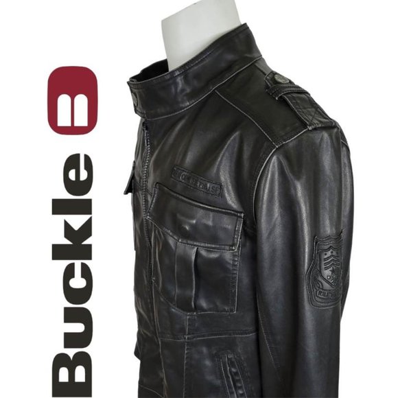 Buckle Other - Buckle Men's Faux Leather Special Ops Motorcycle Jacket XL Slim Fit - Jet Black